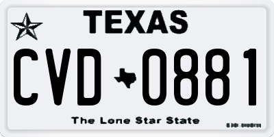 TX license plate CVD0881