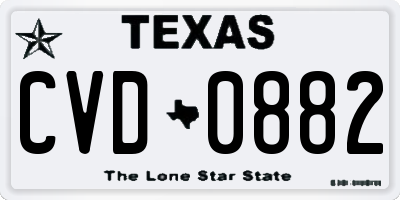 TX license plate CVD0882