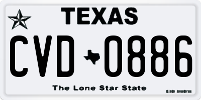 TX license plate CVD0886