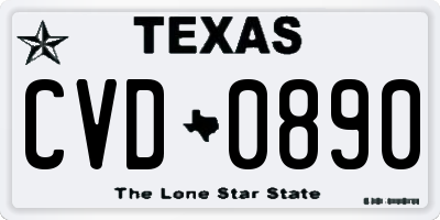 TX license plate CVD0890