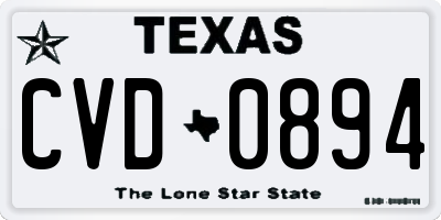 TX license plate CVD0894