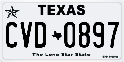 TX license plate CVD0897