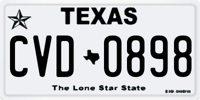 TX license plate CVD0898