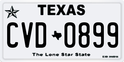 TX license plate CVD0899