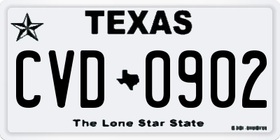 TX license plate CVD0902