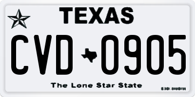 TX license plate CVD0905
