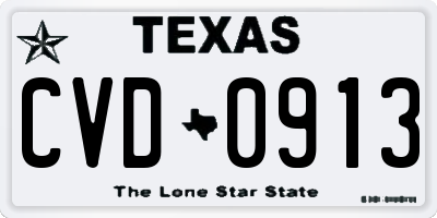 TX license plate CVD0913