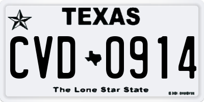 TX license plate CVD0914