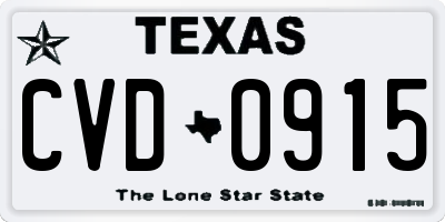 TX license plate CVD0915