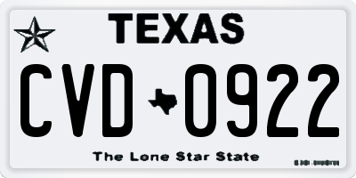 TX license plate CVD0922