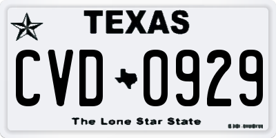 TX license plate CVD0929