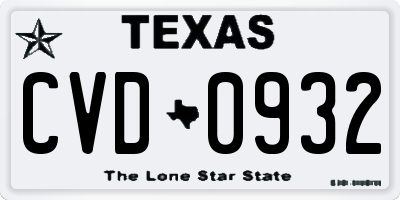 TX license plate CVD0932