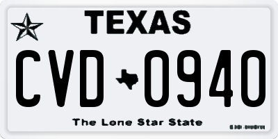 TX license plate CVD0940