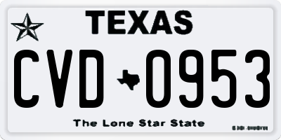 TX license plate CVD0953