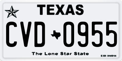 TX license plate CVD0955
