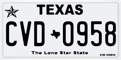 TX license plate CVD0958