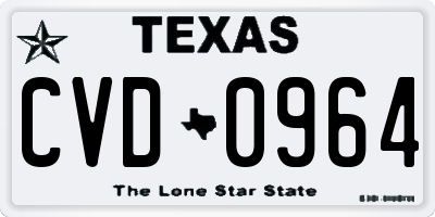 TX license plate CVD0964