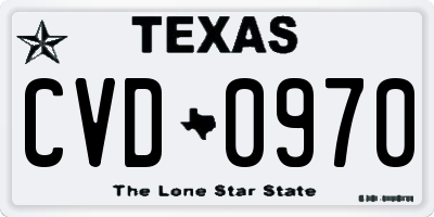 TX license plate CVD0970