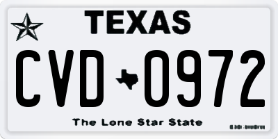 TX license plate CVD0972