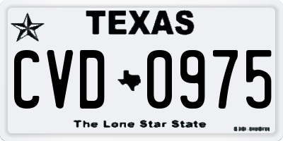 TX license plate CVD0975