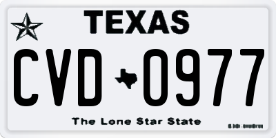 TX license plate CVD0977