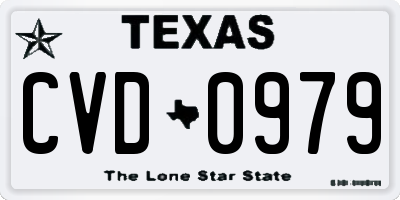 TX license plate CVD0979