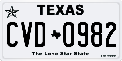 TX license plate CVD0982