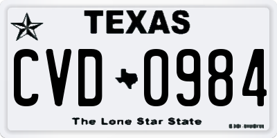 TX license plate CVD0984