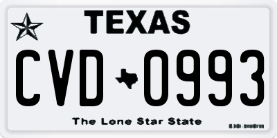 TX license plate CVD0993