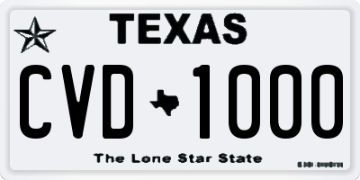 TX license plate CVD1000