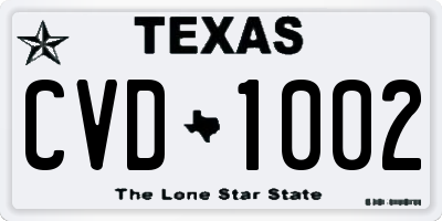 TX license plate CVD1002