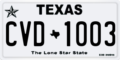 TX license plate CVD1003
