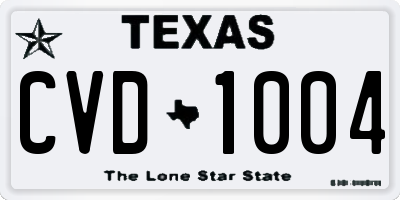 TX license plate CVD1004