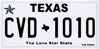 TX license plate CVD1010