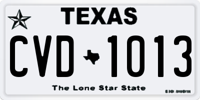 TX license plate CVD1013