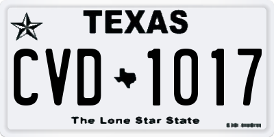 TX license plate CVD1017