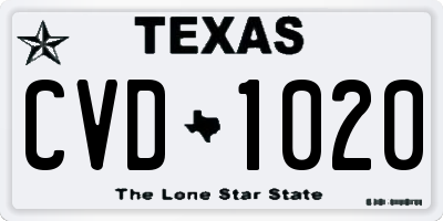 TX license plate CVD1020