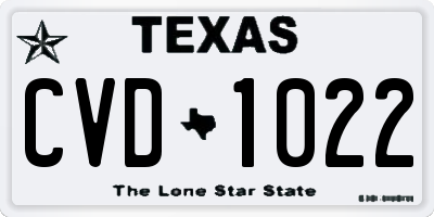 TX license plate CVD1022