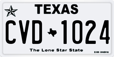 TX license plate CVD1024