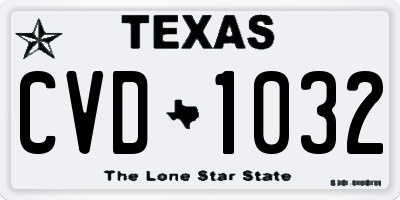 TX license plate CVD1032