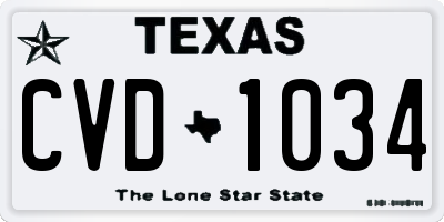 TX license plate CVD1034