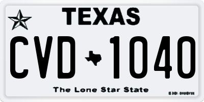 TX license plate CVD1040