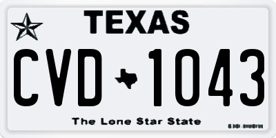 TX license plate CVD1043