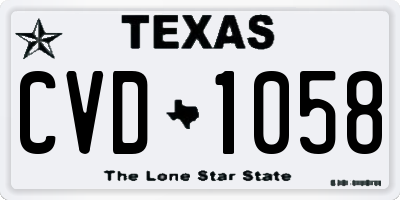 TX license plate CVD1058