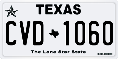 TX license plate CVD1060