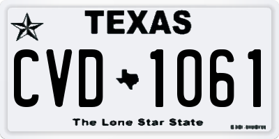 TX license plate CVD1061