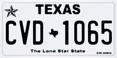 TX license plate CVD1065
