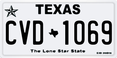 TX license plate CVD1069