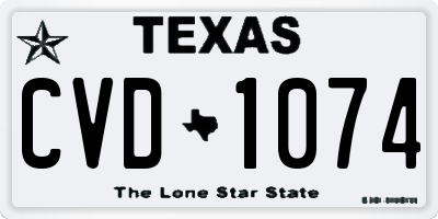 TX license plate CVD1074