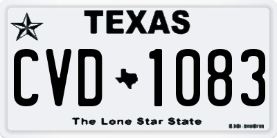 TX license plate CVD1083